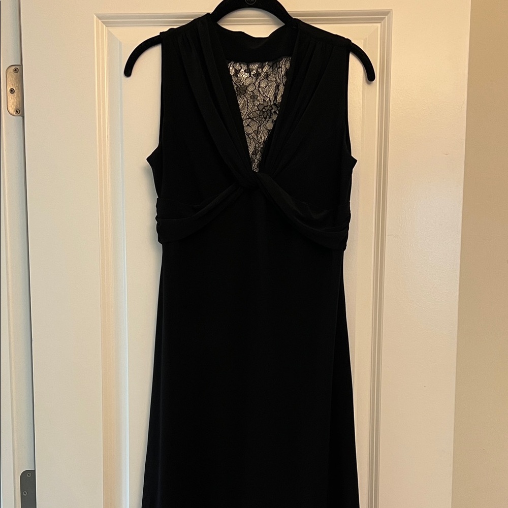 Elegant Black Sleeveless Dress with Lace Detail - Joseph Ribkoff Size 8